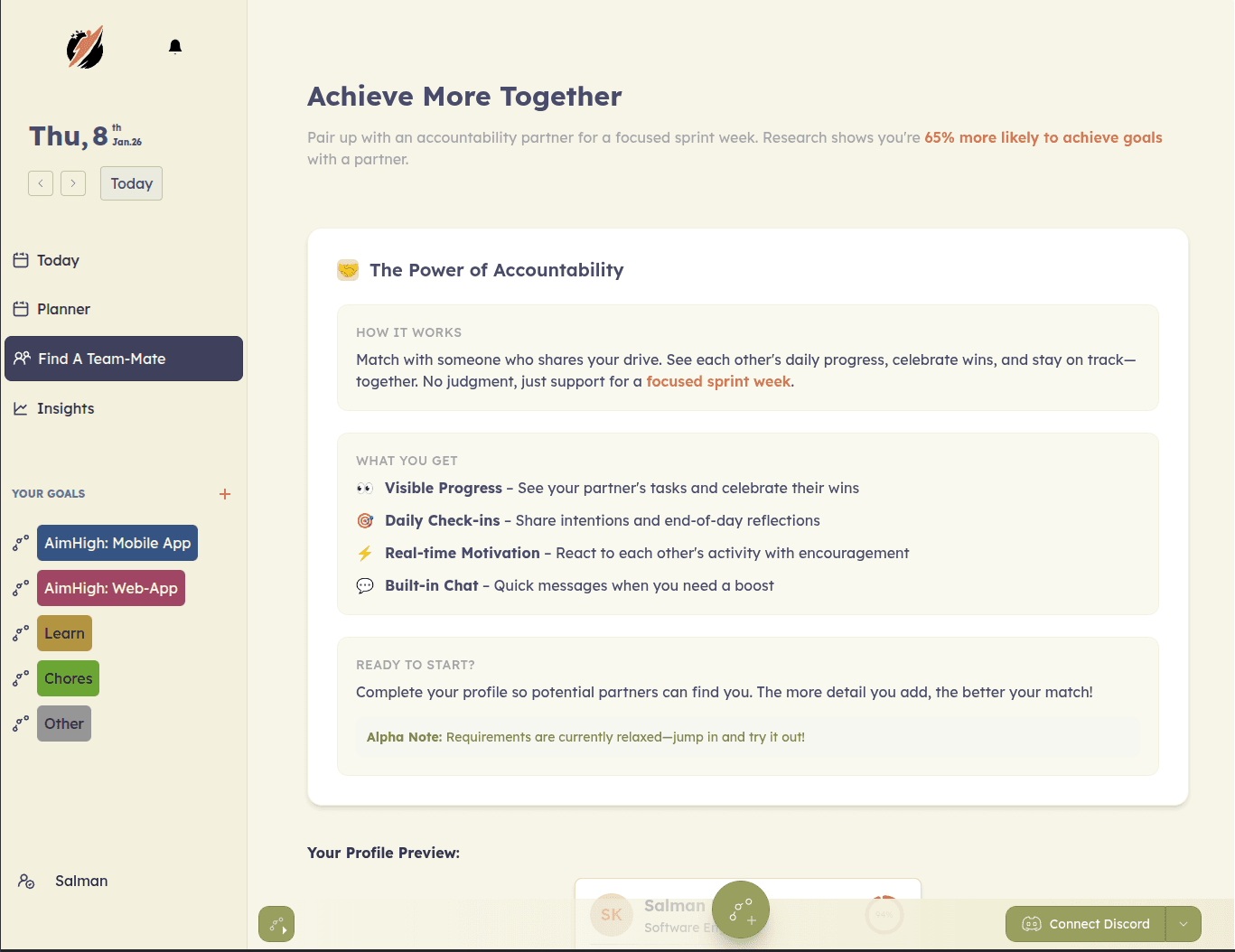 Screenshot of AimHigh.life