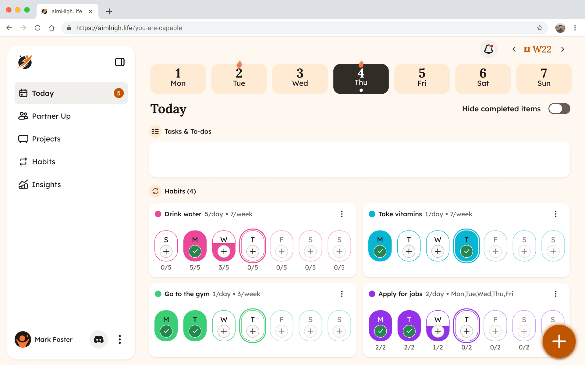 Tasks screenshot